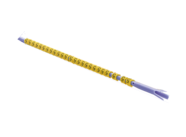 Partex Tubemerking Blå (2,5-5,0 mm) 10 pinner à 25 tegn. Gul med sort skrift 